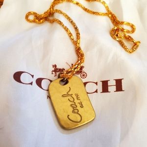 Coach hammered hang tag necklace